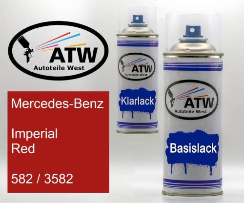Mercedes-Benz, Imperial Red, 582 / 3582: 400ml Sprühdose + 400ml Klarlack - Set, von ATW Autoteile West.